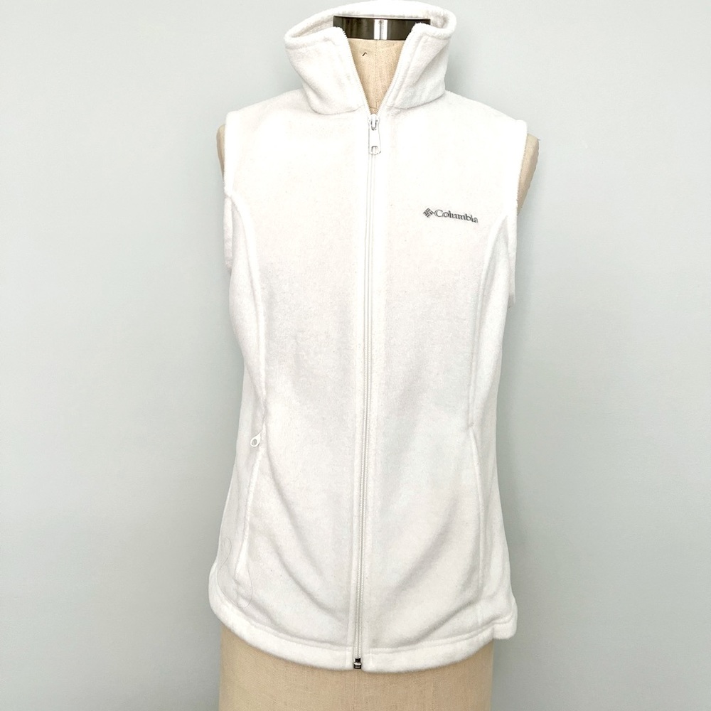 Columbia Full-Zip Logo Fleece Vest, White